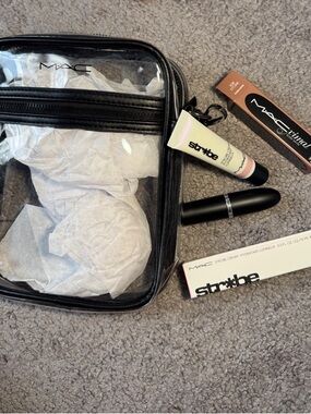 MAC Clear stadium Bag with Macximal satin lipstick and Strobe cream included